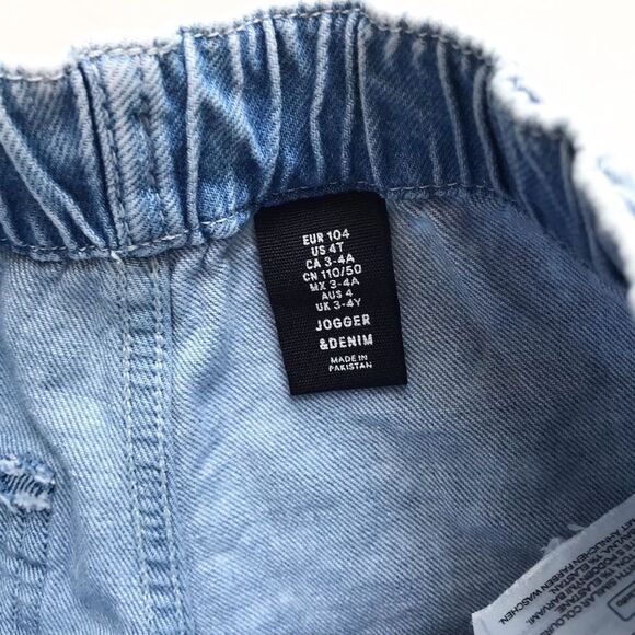 H&M light acid wash pull up draw string jeans EUC 3-4Y - Picture 4 of 5